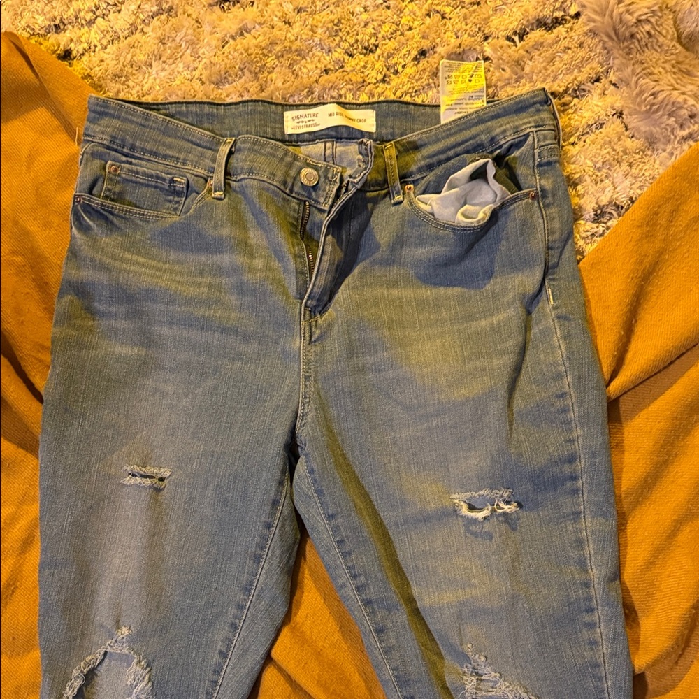 Signature by Levi Strauss Light Blue Ripped Skinny Jeans